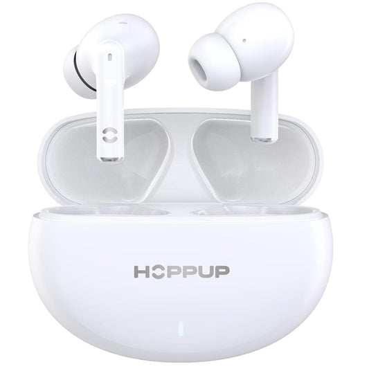Hoppup AirDoze E51 Earbuds with 50H PlayTime, 40MS Low Latency, AI ENC & 5.4v Bluetooth (White, True Wireless)