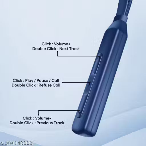 TP Troops Wireless in-Ear Neckband Bluetooth Earphones with 10mm Drivers, Rich Music Experience, 50 Hours Playtime, Type C Fast Charging, Neckband Earphones with Voice Assistant-Blue