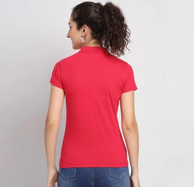 Ketex Red Cotton Blend Polo Neck Tshirt - Kreeam India