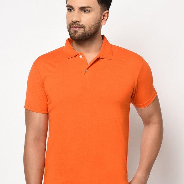 Cotton Blend Solid Half Sleeves Polo T-Shirt
