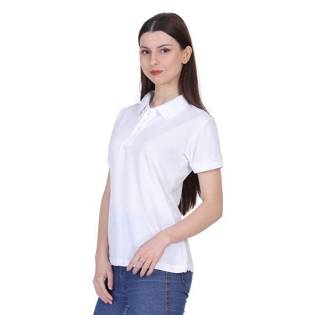 Ketex White Cotton Blend Polo Neck Tshirt - Kreeam India