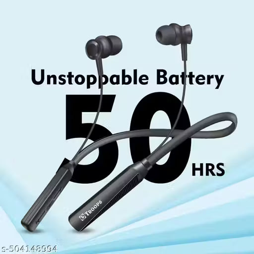 TP Troops Wireless in-Ear Neckband Bluetooth Earphones with 10mm Drivers, Rich Music Experience, 50 Hours Playtime, Type C Fast Charging, Neckband Earphones with Voice Assistant-Blue