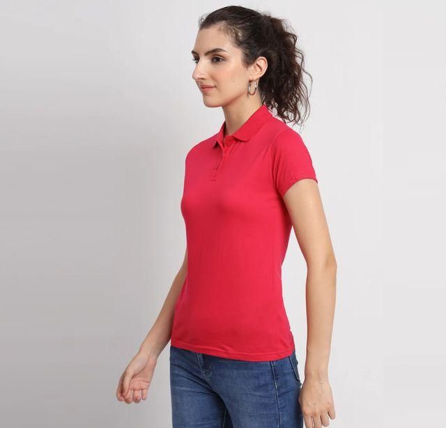 Ketex Red Cotton Blend Polo Neck Tshirt - Kreeam India