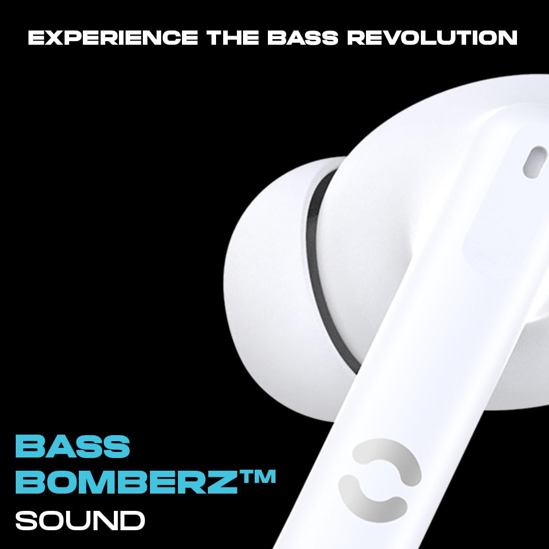 Hoppup AirDoze E51 Earbuds with 50H PlayTime, 40MS Low Latency, AI ENC & 5.4v Bluetooth (White, True Wireless)