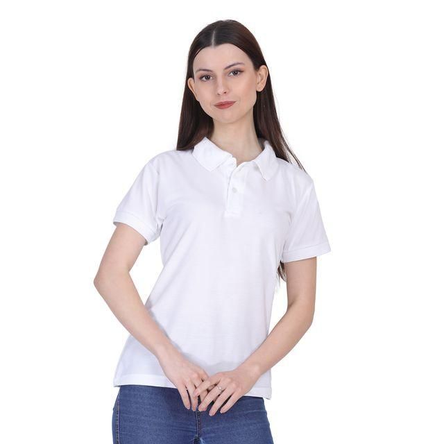 Ketex White Cotton Blend Polo Neck Tshirt - Kreeam India