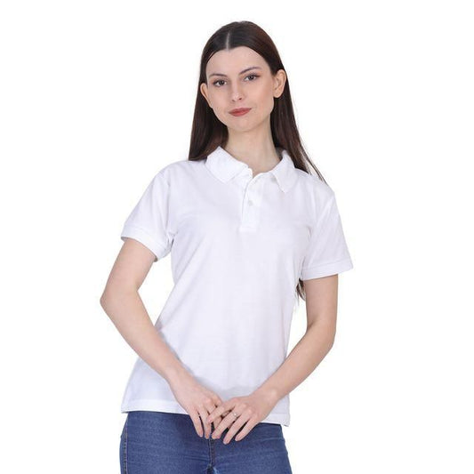 Ketex White Cotton Blend Polo Neck Tshirt - Kreeam India