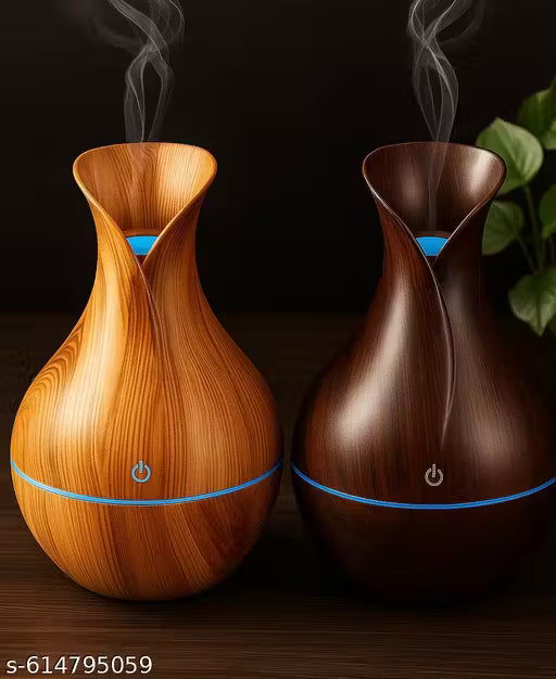 Premium Wooden Grain Aromatherapy Diffuser & Cool Mist Humidifier with LED Light – Home & Office Fresh Air Purifier