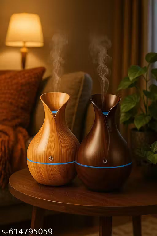 Premium Wooden Grain Aromatherapy Diffuser & Cool Mist Humidifier with LED Light – Home & Office Fresh Air Purifier