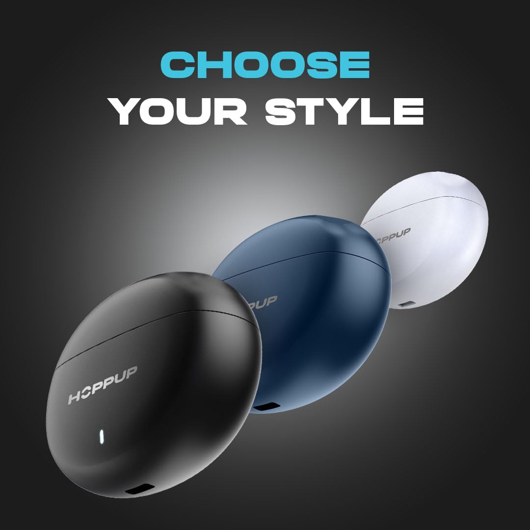Hoppup AirDoze E51 Earbuds with 50H PlayTime, 40MS Low Latency, AI ENC & 5.4v Bluetooth (White, True Wireless)